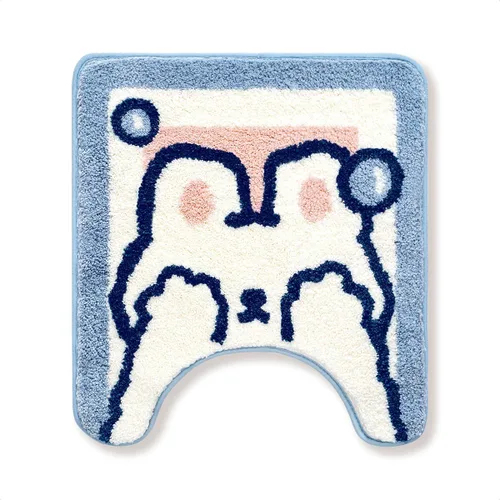 Miniatura 10 de Molesun Tapete de baño de conejo, extra suave y absorbente, lindo, lavable a máquina, tapete antideslizante de animales para bañera, ducha y baño