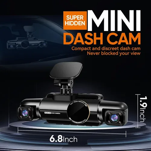 Miniatura 10 de Neideso cámara de salpicadero 360° frontal, trasera y interior, 4 canales 3K+3*1080P, Wi-Fi GPS de 5GHz, control por voz, cámara de salpicadero