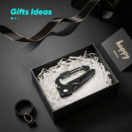 Miniatura 6 de Mosquetón multiherramienta, regalo para el día del padre de hija, esposa, ganado, niños, navaja de bolsillo para hombres con abridor de botellas