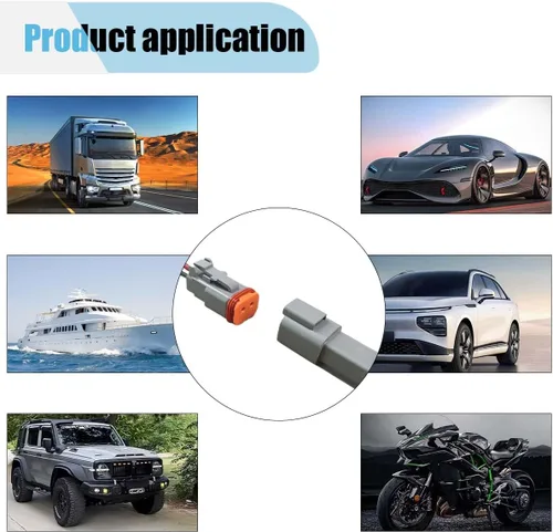 Miniatura 5 de Conector eléctrico impermeable de 2 pines Deutsch para automóvil con cable de 17 AWG, arnés de cableado de enchufe macho y hembra automotriz de 2