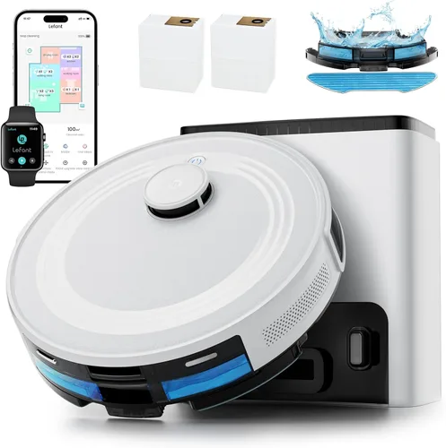 Lefant - Robot aspirador y fregona LiDAR, autovaciado de 75 días, succión potente de 6000 Pa, limpieza personalizada, mapeo del hogar, 140 minutos