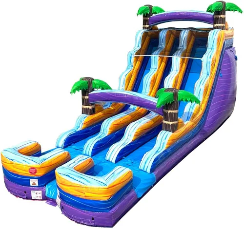 Miniatura 9 de TentandTable Tobogán acuático inflable de doble carril para niños y adultos, diversión acuática gigante de grado comercial, incluye soplador de aire