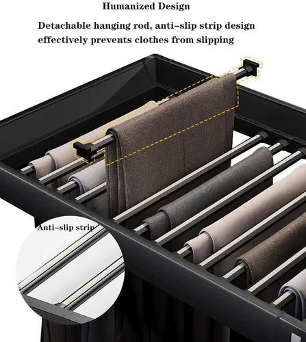 Miniatura 6 de Estante extraíble para pantalones, organizador de ropa, organizador de ropa, estante de armario, estante multifuncional ajustable, ahorro de espacio