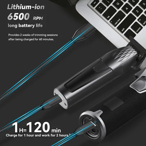 Miniatura 6 de Juego de cortapelos inalámbrico profesional para hombres y recortadoras, 240 minutos de funcionamiento con pantalla LED, kit de corte de pelo
