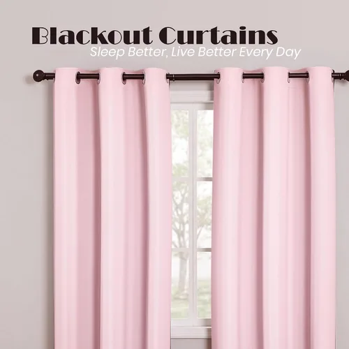Miniatura 2 de Cortinas opacas para oscurecer la habitación, con aislamiento térmico, cortinas opacas con ojales para puertas y ventanas de poliéster