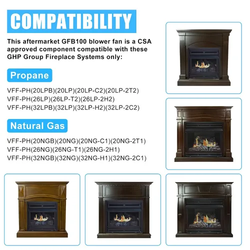 Miniatura 2 de Ventilador de chimenea GFB100 para estufa de chimenea de gas sin ventilación y sin ventilación GFB100, ventilador de chimenea sin ventilación