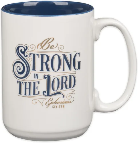 Miniatura 9 de Christian Art Gifts Taza grande de cerámica inspiradora con escritura bíblica para café y té para hombres: Versículo bíblico que anima al hombre