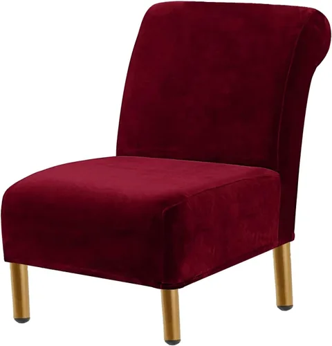 Miniatura 12 de Funda para silla decorativa sin brazos, de terciopelo elástico, extraíble, lavable, protector moderno de muebles con parte inferior elástica