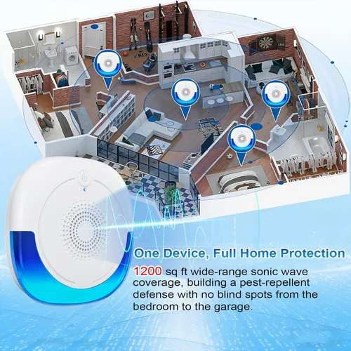 Miniatura 3 de Paquete de 6 repelentes ultrasónicos de plagas, repelente de mosquitos para interiores, repelente de cucarachas para interiores, para ratones, Azul