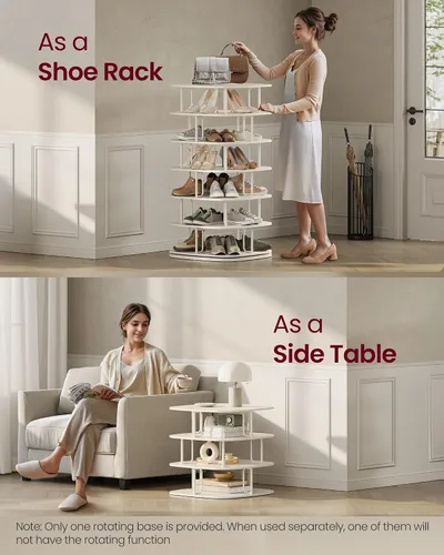 Miniatura 7 de VASAGLE Zapatero de 7 niveles, torre giratoria para zapatos, organizador de armario de zapatos, estante para zapatos, 28-35 pares, 23.6 x 23.6 x