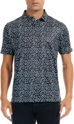 Miniatura 50 de DEOLAX Camisa de golf para hombre, con estampado de moda, atlética, de manga corta, clásica, casual, ajuste seco, suave, para hombres