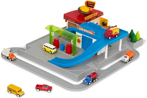 Miniatura 10 de Driven by Battat – Juego de pista de carreras plegable de 84 piezas con 6 autos mini – Incluye auto de carreras, camión monstruo y accesorios