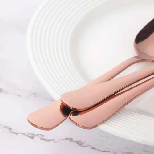 Miniatura 5 de MINGYU Juego de 12 cucharaditas de oro rosa de 6.37 pulgadas, cucharas pequeñas de acero inoxidable, cucharas de té, cucharas de café, cucharadas