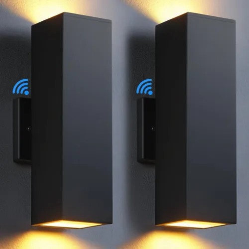 Miniatura 9 de SHIMR Luces de pared para exteriores modernas al atardecer al amanecer, aplique exterior cuadrado negro mate con bombillas incluidas, iluminación