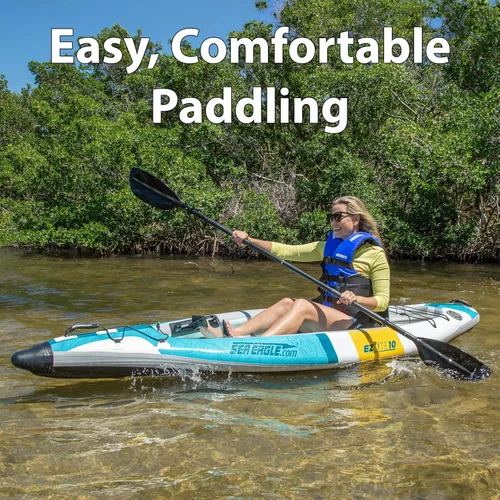 Miniatura 6 de Sea Eagle EZLITE 10 ultraligero, todo tejido, punto caído, rígido, alto rendimiento, fácil instalación, kayak inflable individual de 10 pies