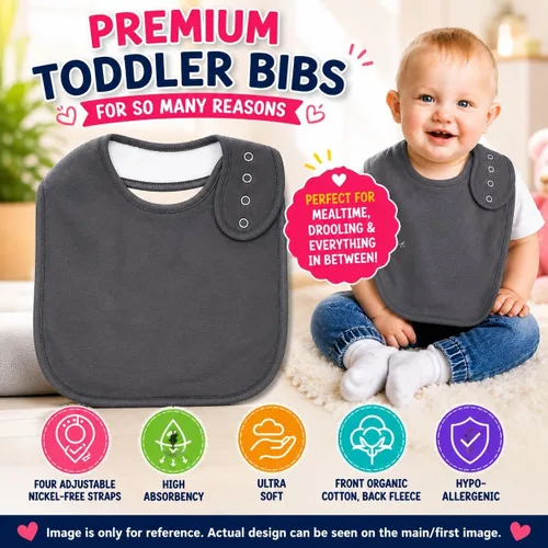 Miniatura 3 de KiddyStar Organic Cotton Baby Drool Bibs Soft, Adjustable, Absorbent, Unisex Teething Bandana Bibs for Babies Clásico 1