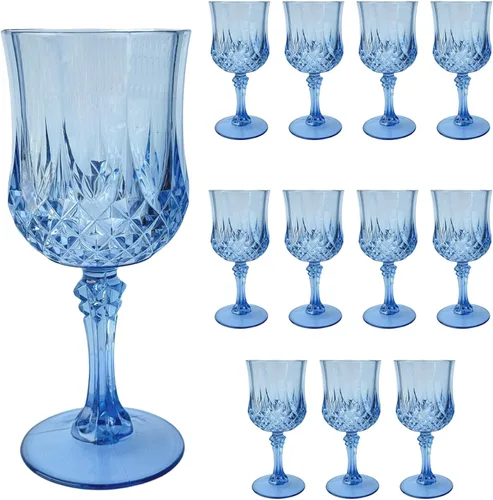 Miniatura 12 de 24 piezas de copas de vino de plástico negro, copas de vino de plástico reutilizables, copa negra tipo cáliz, vasos duraderos y resistentes que se