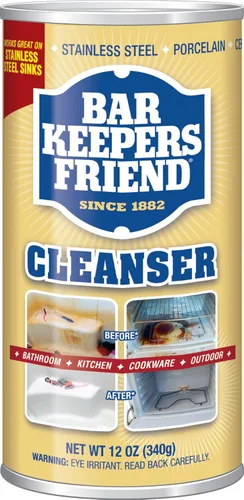 Bar Keepers Friend Limpiador en polvo (12 onzas, paquete de 4 unidades), limpiador multiusos y removedor de manchas, baño, cocina y uso al aire