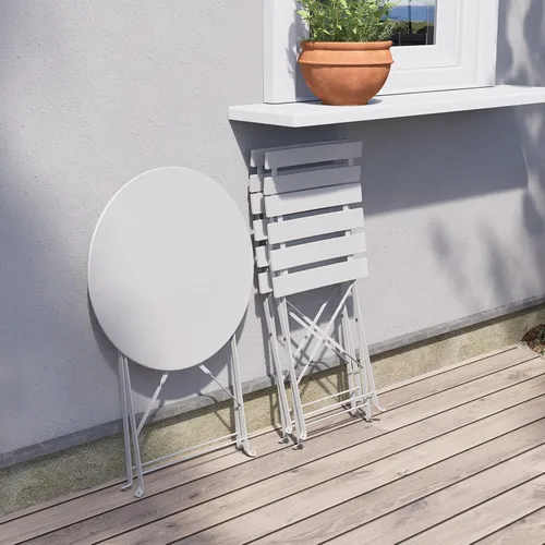 Miniatura 7 de Grand patio Juego de muebles plegables de 3 piezas para exteriores, diseño portátil para bistró y balcón (blanco con cojín)