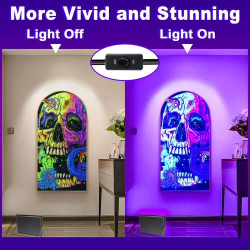 Miniatura 3 de Eleganted Paquete de 2 luces LED negras de 50 W, potentes luces negras UV con enchufe, IP66 impermeable, luz negra UV de 395-405 nm para iluminación