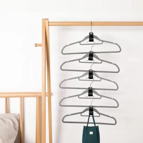 Miniatura 8 de 150 ganchos para colgar ropa, clips extensores de plástico resistente, ganchos de conexión de terciopelo, ganchos de suspensión en cascada para 150