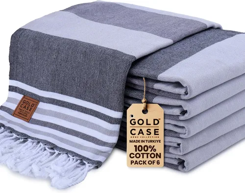 Miniatura 22 de GOLD CASE HOME COLLECTION - Juego de toallas turcas de playa LYCIA de 6 unidades – 100% algodón, toallas turcas de playa a granel 177,8 x 96,5 cm
