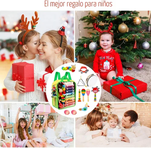 Miniatura 7 de Instrumentos musicales para niños, 33 piezas, 18 tipos, instrumentos de percusión de madera, pandereta, xilófono, juguetes para niños, educación