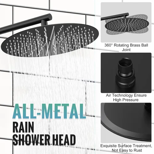 Miniatura 3 de SR SUN RISE Sistema de ducha de cuerpo completo, juego de grifo de ducha de lluvia de 16 pulgadas con cabezal de ducha de mano de 6 ajustes, válvula