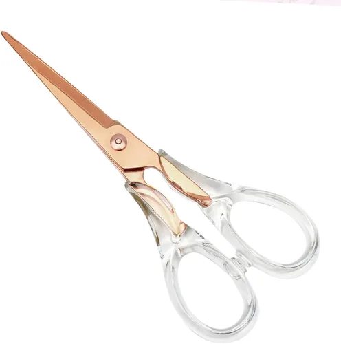 NatSumeBasics Tijeras de oficina transparentes de oro rosa, tijeras multiusos, tijeras profesionales de tela para cortar papel, tela, lona de cuero