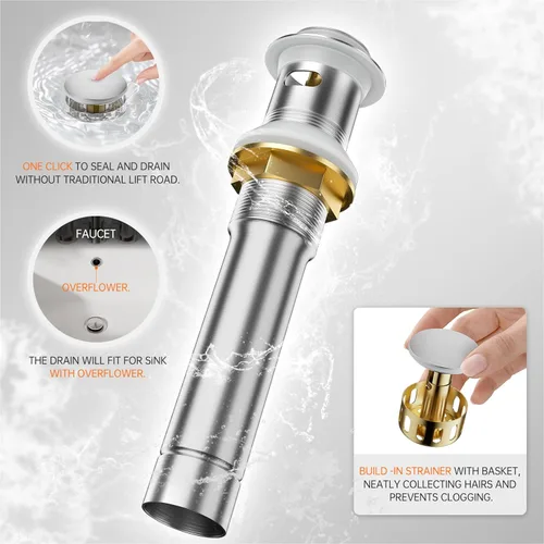 Miniatura 8 de Phiestina Centerset BF008-5-BN - Grifo de lavabo de baño de acero inoxidable de 4 pulgadas de níquel cepillado de 2 o 3 agujeros, grifo de baño de 2
