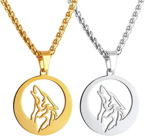 Miniatura 5 de U7 Collares punk camaleónáguiladragónhalcónlobo para hombres y mujeres, colgante de animal de acero inoxidable negro retro, regalo de joyería