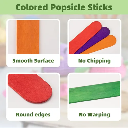 Miniatura 3 de WISYOK Palitos de manualidades jumbo de 8 pulgadas de colores, 60 piezas de madera natural extra grandes, palitos de paleta de madera arcoíris