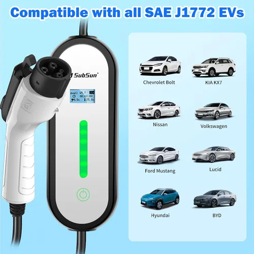 Miniatura 6 de Cargador EV Nivel 1 Nivel 2 16 Amp 110-240 V, Cable de 17 pies, Cargador Eléctrico Portátil para Vehículos con NEMA5-15P y Enchufe 6-20 Compatible