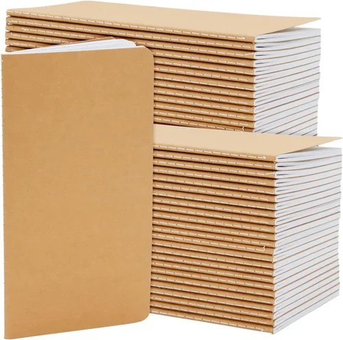 Paper Junkie Cuadernos para la escuela, 4.3 x 8.2 pulgadas, marrón kraft, paquete de 48 cuadernos rayados, diarios de papel kraft para tomar notas y