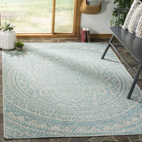 Miniatura 154 de SAFAVIEH Alfombra lavable para exteriores, colección Courtyard - Pasillo de 2.3 x 8 pies, color beige claro y marrón claro, no desprende pelusa