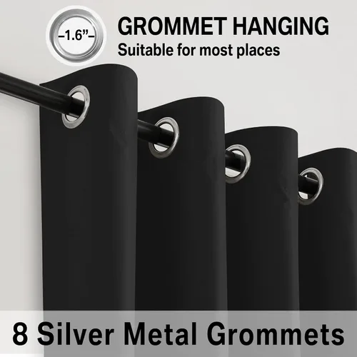 Miniatura 5 de RYB HOME Cortinas negras 100% opacas de 84 pulgadas de largo para dormitorio, sala de estar, cortinas de oscurecimiento de habitación para Negro