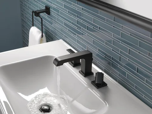 Miniatura 2 de Delta Faucet Ara - Grifo de baño de 3 agujeros, grifo de baño negro mate, tecnología de sello de diamante, ensamblaje de drenaje de metal, negro