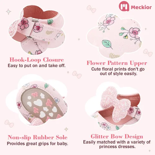 Miniatura 5 de Meckior - Zapatos de vestir para bebé y la princesa niña, hechos a mano, para niños y niñas, de cuero sintético, antideslizante, para cuna