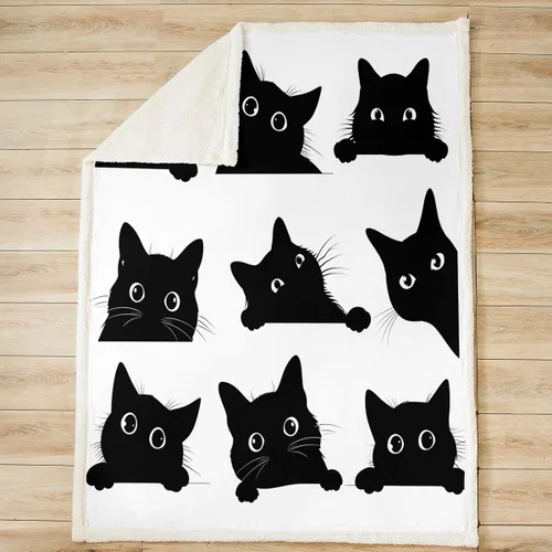 Miniatura 4 de Feelyou Manta mullida de gato negro para niños pequeños, linda manta de forro polar con diseño de gatito kawaii, súper suave y acogedora, 30 x 40