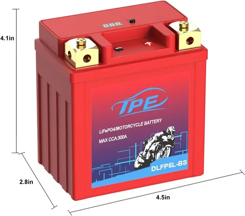 Miniatura 2 de TPE - Batería de litio de 12V para motocicletas YTX5L-BS 3AH 300CCA con BMS inteligente y pantalla LCD LiFePO4, batería de arranque