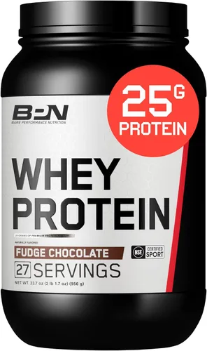 BARE PERFORMANCE NUTRITION, Mezcla de proteína en polvo BPN de suero + caseína, sabor a chocolate de malvavisco, 25g de proteína por porción, apoya