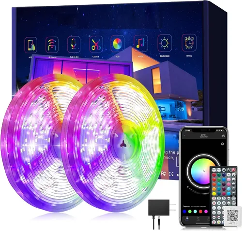 Miniatura 7 de Ledagic Luces LED para dormitorio de 50 pies con sincronización de música que cambian de color, tira de luces LED con control remoto y aplicación