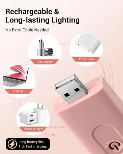 Miniatura 3 de DEWENWILS Luz de libro USB recargable para leer en la cama, lámparas de lectura LED con pinza, portátiles, luces de marcapáginas para niños, amantes