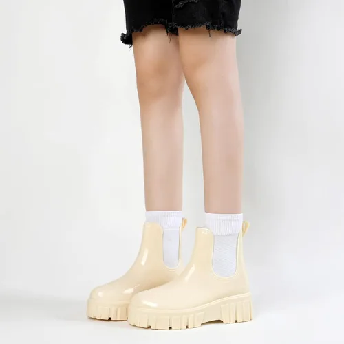 Miniatura 6 de RIUETAR Rain Boots for Women Men, Comfort Lightweight Waterproof Garden Boots, Platform Rubber Chelsea Ankle Rain Boots, Adult Cute Soft Insole
