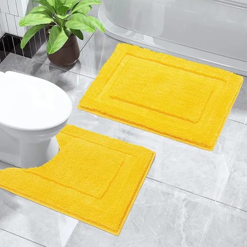 Miniatura 11 de SHACOS Juego de alfombras pequeñas de baño de 2 piezas con tapetes de baño en forma de U, tapetes de inodoro de 16x24 + 20x24 pulgadas, tapetes