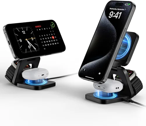 Soporte de cargador inalámbrico 3 en 1, cargador magnético LULULOOK de 15 W, estación de carga rápida inalámbrica para iPhone 16/15/14, cargador de