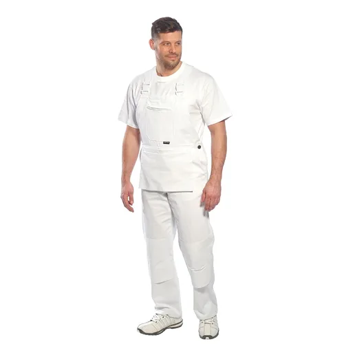 Miniatura 3 de Portwest S810 Bolton - Overol con peto de algodón blanco con bolsillos para las rodillas, talla XXL