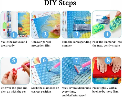 Miniatura 7 de JAKI Paquete de 4 piezas de arte de diamantes para adultos, kits de pintura de diamantes de dibujos animados para adultos principiantes, arte DIY
