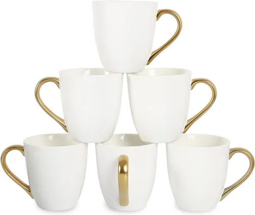 Miniatura 9 de vicrays Juego de tazas de café, 11 onzas, juego de 6, tazas de cerámica para hombres y mujeres, tazas esmaltadas únicas con asa para café, té, Negro