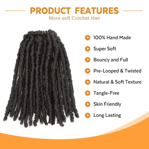 Miniatura 2 de WIGNEE Cabello de Ganchillo 120 Hebras Locs Sintéticos 8 Pulgadas Locs Suaves Pre-Trenzados 6 Paquetes Cabello de Ganchillo Pre-Anudado para Mujeres